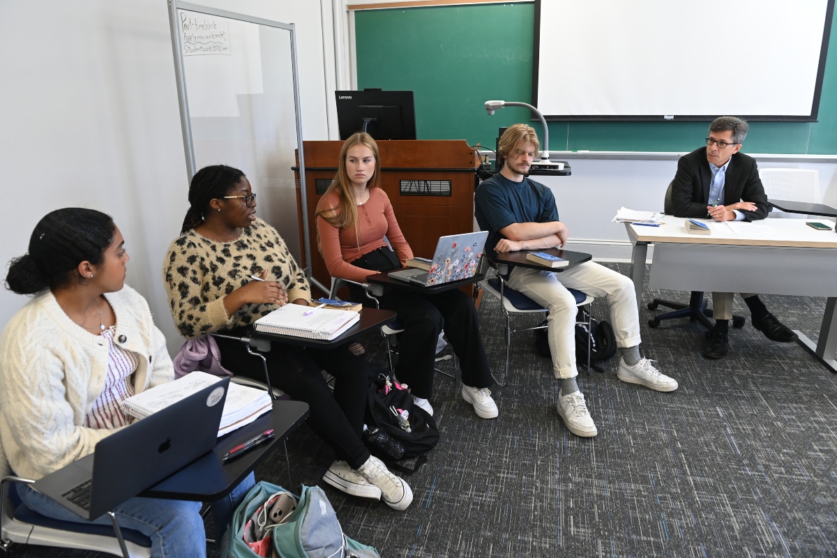 Students discuss the readings in class